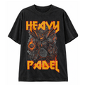 Heavy Padel Demon Tee schwarz Vorderansicht mit Rock-Print