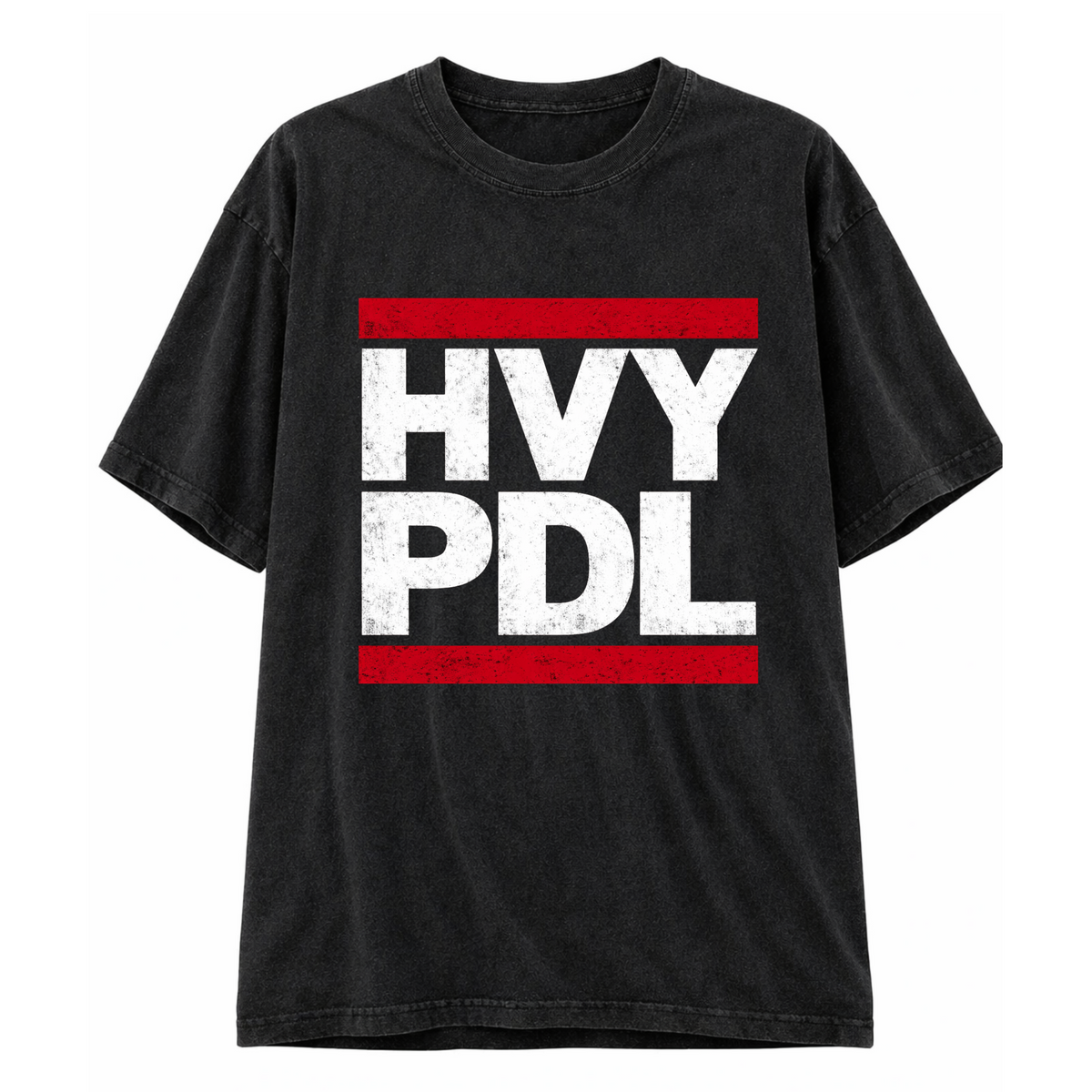 Heavy Padel Hip Hop Tee schwarz Vorderansicht mit Rock-Print