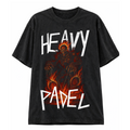 Heavy Padel Master Tee schwarz Vorderansicht mit Rock-Print