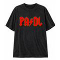 Heavy Padel PADL Tee schwarz Vorderansicht mit Rock-Print