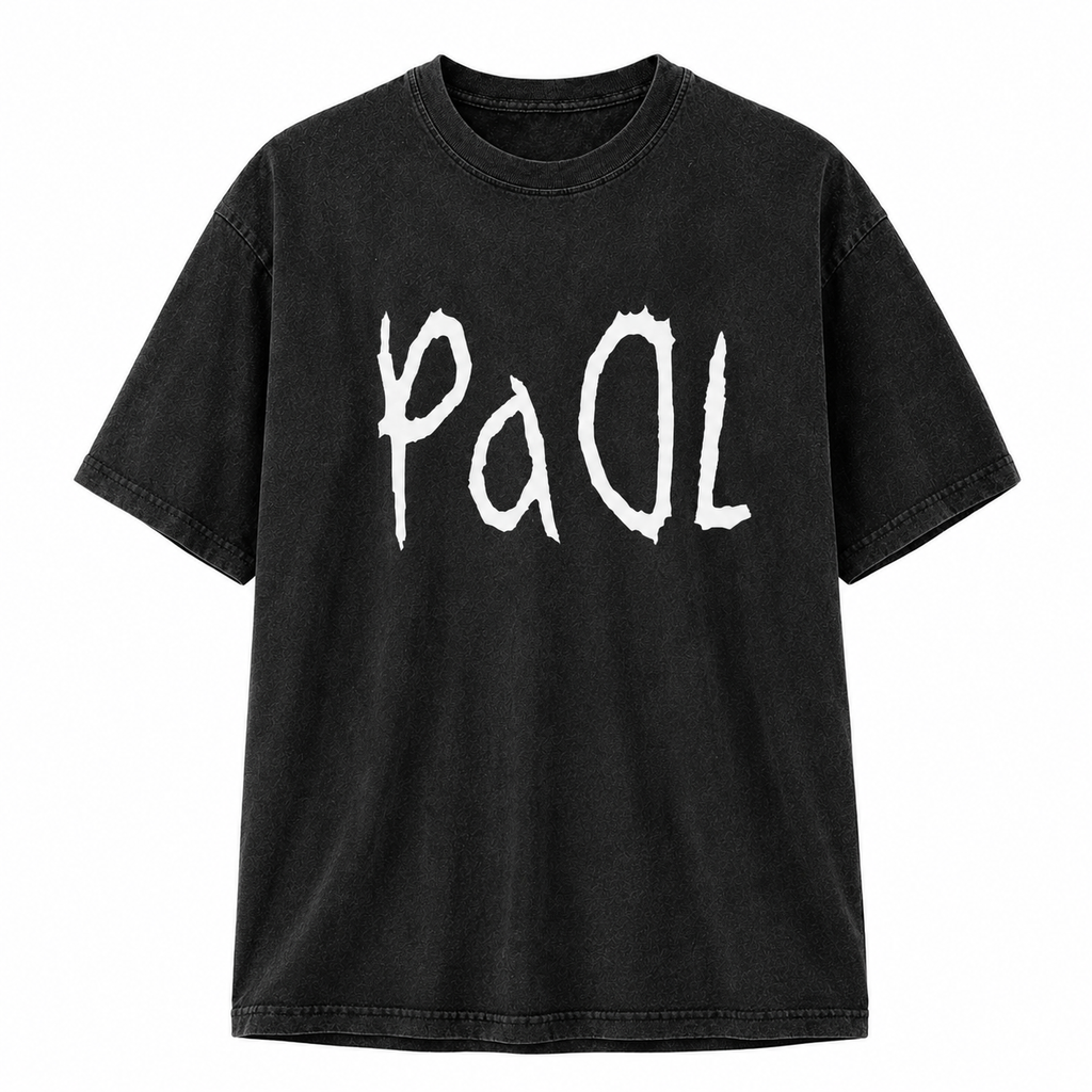 Heavy Padel PaDl Tee schwarz Vorderansicht mit Rock-Print